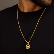 Der echte Norden Kompasskette mit Gravur für Herren - Sterlingsilber