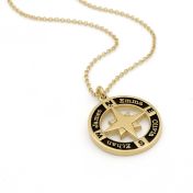 Der echte Norden Kompasskette mit Gravur für Damen [750er Gold Vermeil]