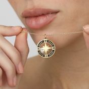 Der echte Norden Kompasskette mit Gravur für Damen [750er Gold Vermeil]