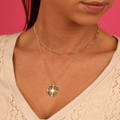 Der echte Norden Kompasskette mit Gravur für Damen [750er Gold Vermeil]