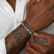 Bracelet Turquoise Prénom avec Croix pour Homme