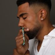 Bracelet Turquoise Prénom avec Croix pour Homme