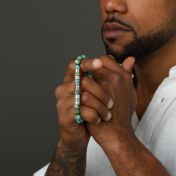 Bracelet Turquoise Prénom avec Croix pour Homme