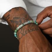 Bracelet Turquoise Prénom avec Croix pour Homme