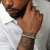 Bracelet Turquoise Prénom avec Croix pour Homme