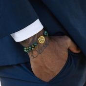 Turquoise Silhouette Map Men Bracelet [14 Karat Gold]