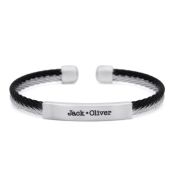 Two-Tone Cable Cuff Bracelet for Men - Stainless Steel