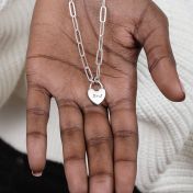 Collier Initiale Liens du Cœur à Chaîne Trombone [Argent 925]