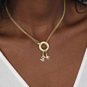 Charm del Segno Zodiacale con Cristalli [Oro Vermeil 18kt]