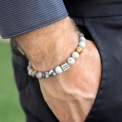 Pulsera Zodiaco de Jaspe Picasso para Hombre - Plata de Ley