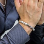 Pulsera Zodiaco de Jaspe Picasso para Hombre - Plata de Ley