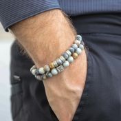 Pulsera Zodiaco de Jaspe Picasso para Hombre - Plata de Ley