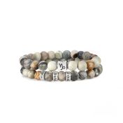 Pulsera Zodiaco de Jaspe Picasso para Hombre - Plata de Ley