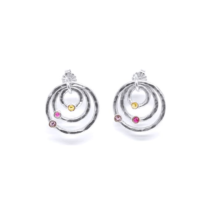 Boucles d'Oreilles Martelées Cercles d'Amour [Argent 925]