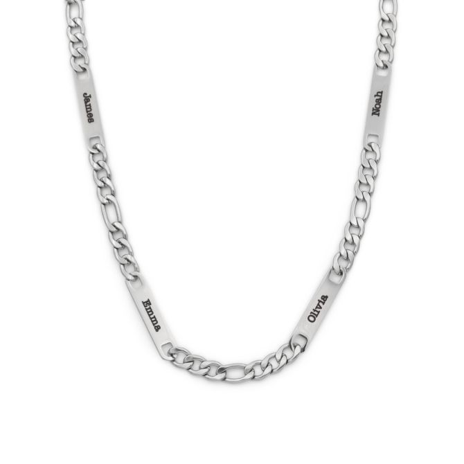 Figaro Kette für Herren mit Gravur - Edelstahl