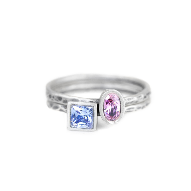 Anillos de Amor con efecto Martillado [Plata de Ley]