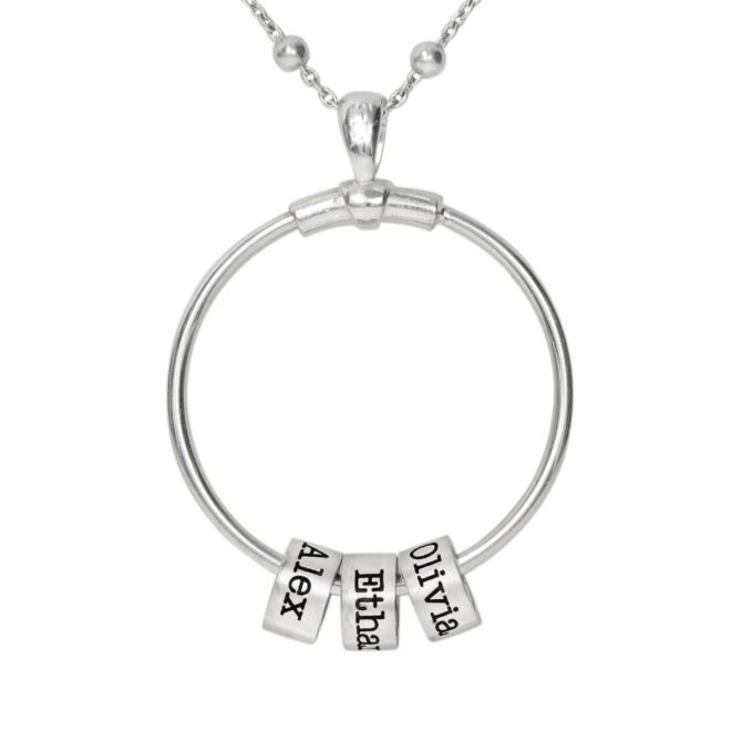 Familie Naam in Cirkel Ketting - Sterling Zilver