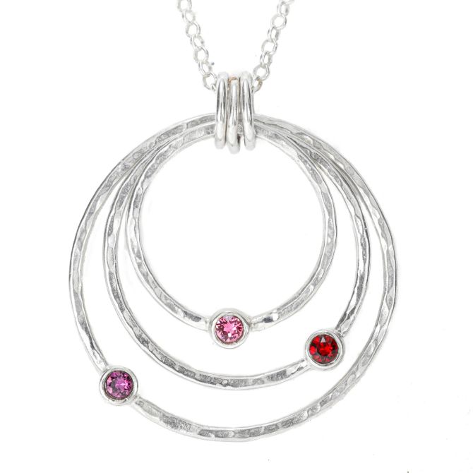 Spheres of Love Birthstone Necklace [Hammered - Sterling Silver]