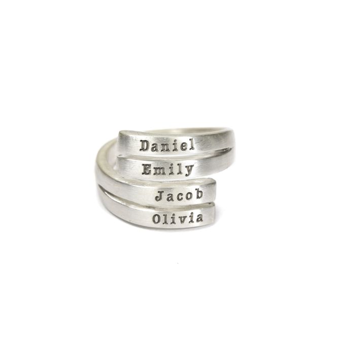 Anello Cigno con Nome - 4 Nomi [Argento 925]