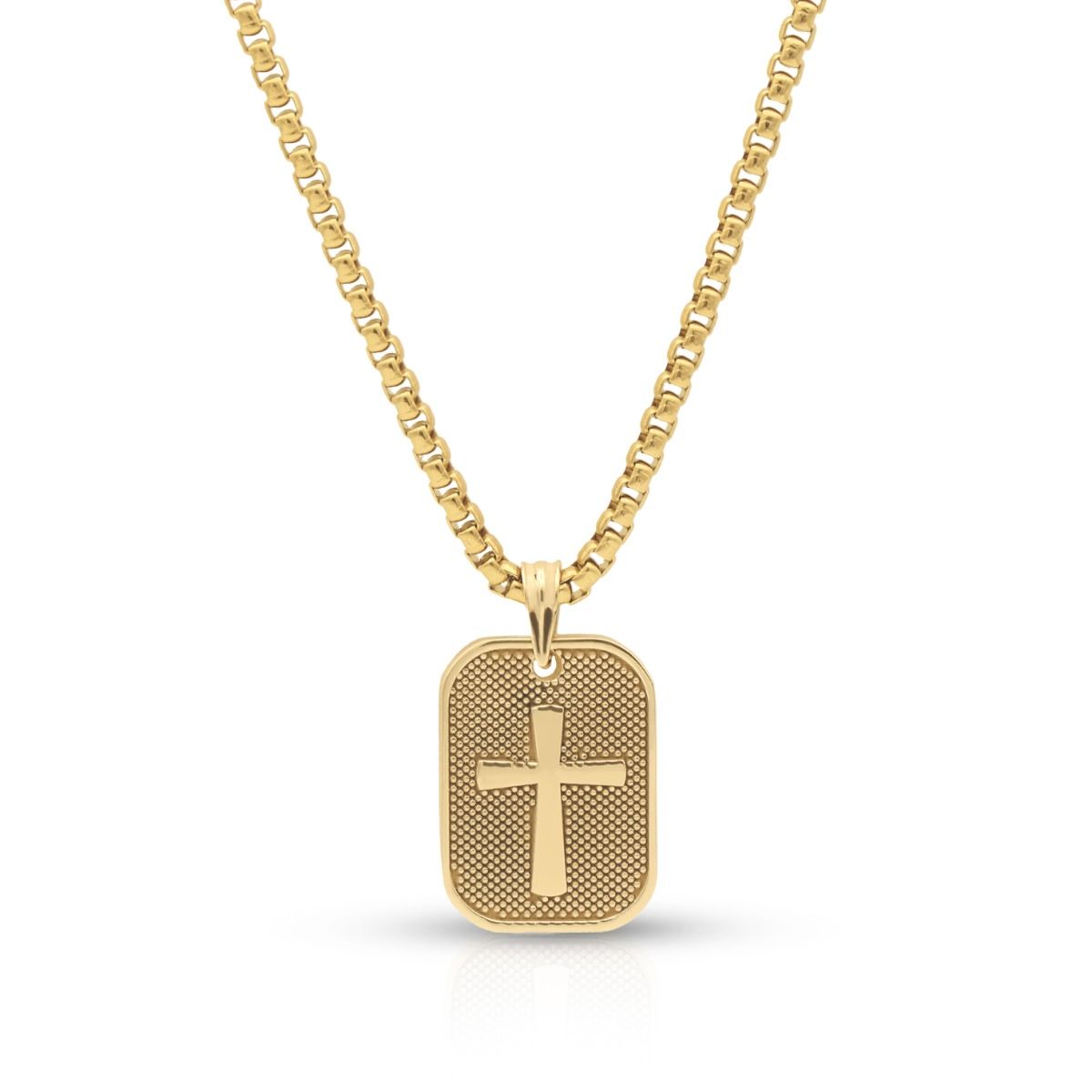 Collana Con Croce Donna E Uomo - Pendente Cristiano In Ottone Placcato Oro 18K, Catena Ipoallergenica 40+6cm, Regalo Con Sacchetto Di Velluto