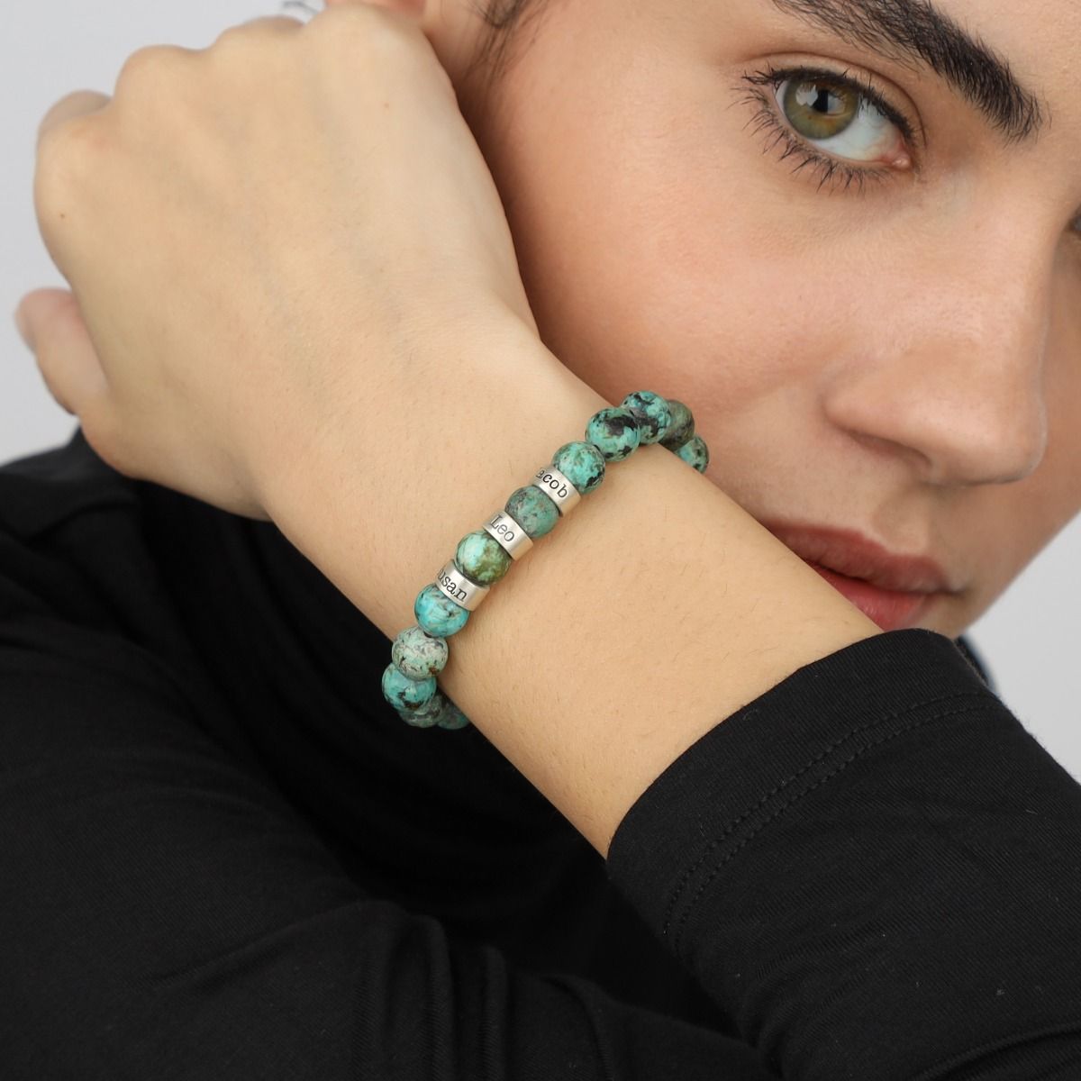 Bracelet pierre Turquoise véritable et argent 925 femme