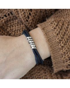 Family Name Bracelet - Black Suede [Sterling Silver]