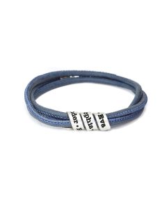 Family Name Bracelet - Blue Suede [Sterling Silver]