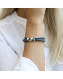 Family Name Bracelet - Blue Suede [Sterling Silver]