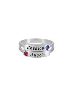 Layers of Love Name and Birthstone Rings [Sterling Silver]