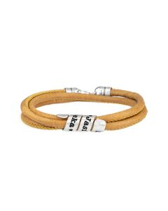 Bracelet Famille avec Prénoms pour Femme - Argent 925 [Daim Moutarde]