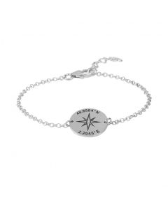 My Compass Engraved Coordinates Bracelet [Sterling Silver]