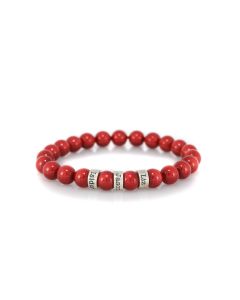 Bracelet en Jade Rouge avec Prénoms pour Femme