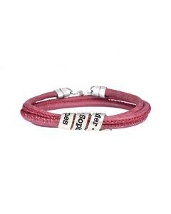 Family Name Bracelet - Red Suede [Sterling Silver]