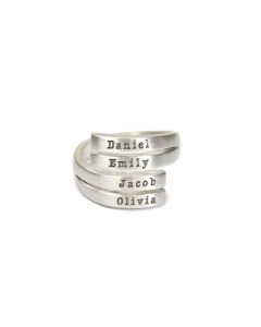 Swan Name Ring - 4 Names [Sterling Silver]