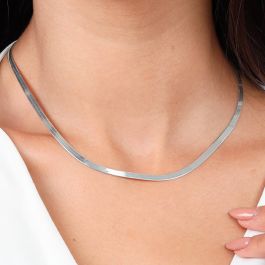 Essentials | Collana con catena a spina di pesce da 5 mm color argento