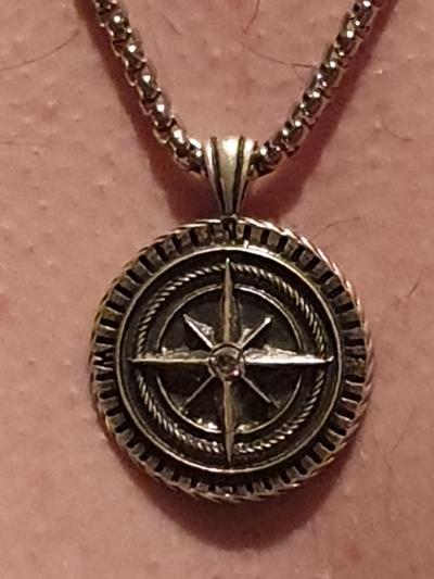 Gegraveerde Familie Kompas Ketting voor Mannen - Sterling Zilver