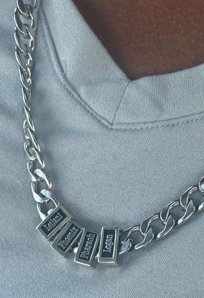 Cuban Link Chain With Names - 5mm [Sterling Silver]