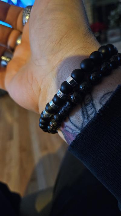 Pulsera Personalizada Serenidad de Ónix Negro para Hombre