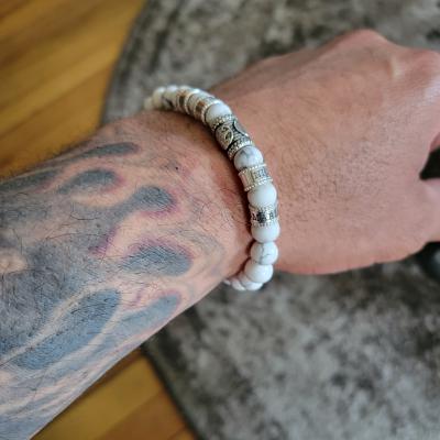 Familienbaum Armband aus Howlith für Herren