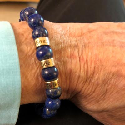 Armband aus Lapislazuli mit Gravur für Damen [750er vergoldet]
