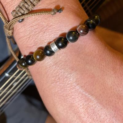 Green Tiger Eye Men Name Bracelet