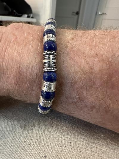 Bracelet Lapis Lazuli Prénom avec Arbre Familial pour Homme