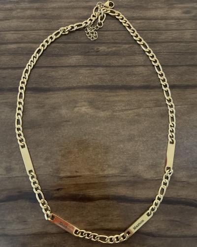 Engraved Figaro Chain For Men - Talisa