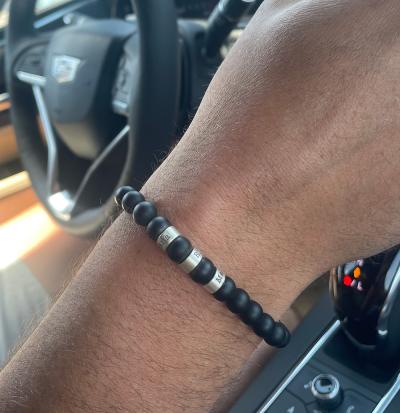 Serene Black Onyx Men Name Bracelet