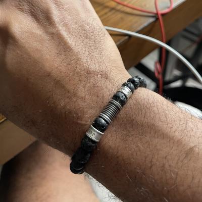 Lava Stone Men Name Bracelet