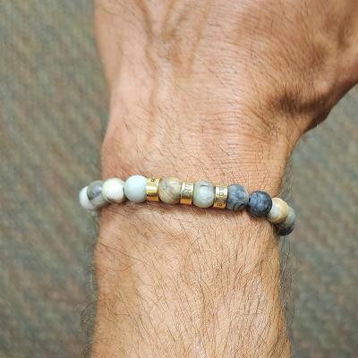 Herrenarmband aus Picasso Jaspis mit Gravur