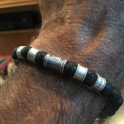 Pulsera del Zodiaco de Piedra de Lava Negra para Hombres - Plata de Ley