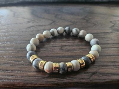 Armband aus Picasso Jaspis mit Gravur für Damen [750er Gold Vermeil]