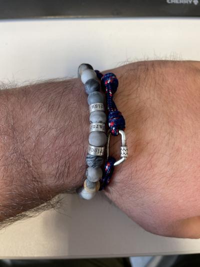 Kompass Herrenarmband aus Picasso Jaspis mit Gravur