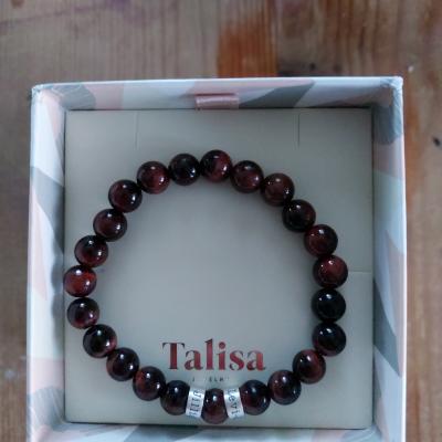 Pulsera de Hombre con Nombre de Ojo de Tigre Rojo